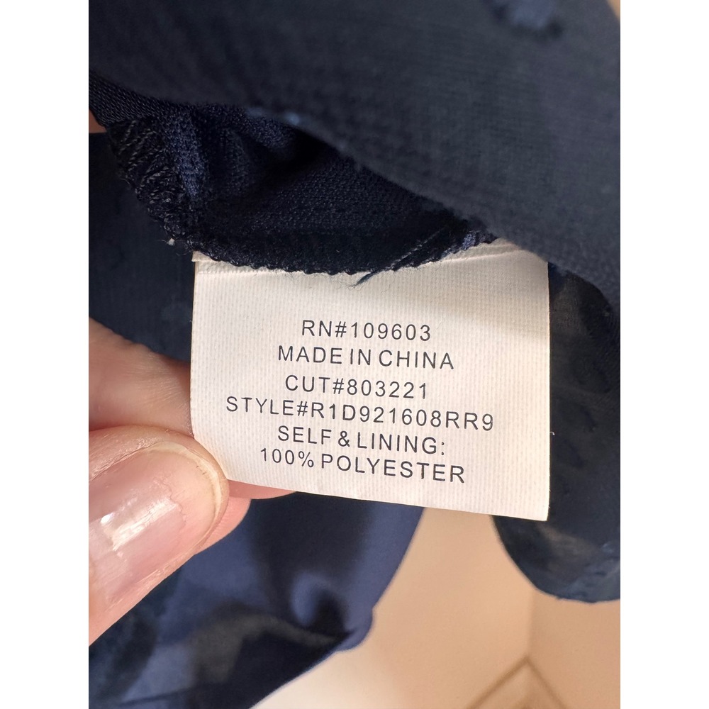 Rabbit Rabbit Rabbit Designs Navy Swiss Dot Ruffle Neck Dress Size 4 - Picture 5 of 7